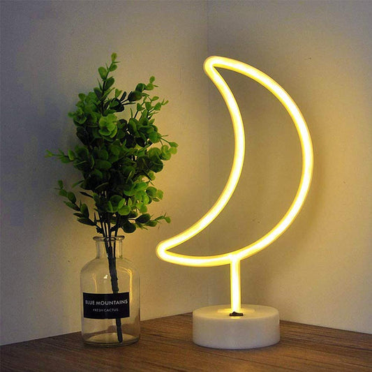 Moon Shaped Neon Signs,Led Safety Art Wall Decoration Lights Neon Lights Night Table Lamp with Battery Powered/Usb for Kids Gift,Baby Room,Wedding(Warm White Moon)